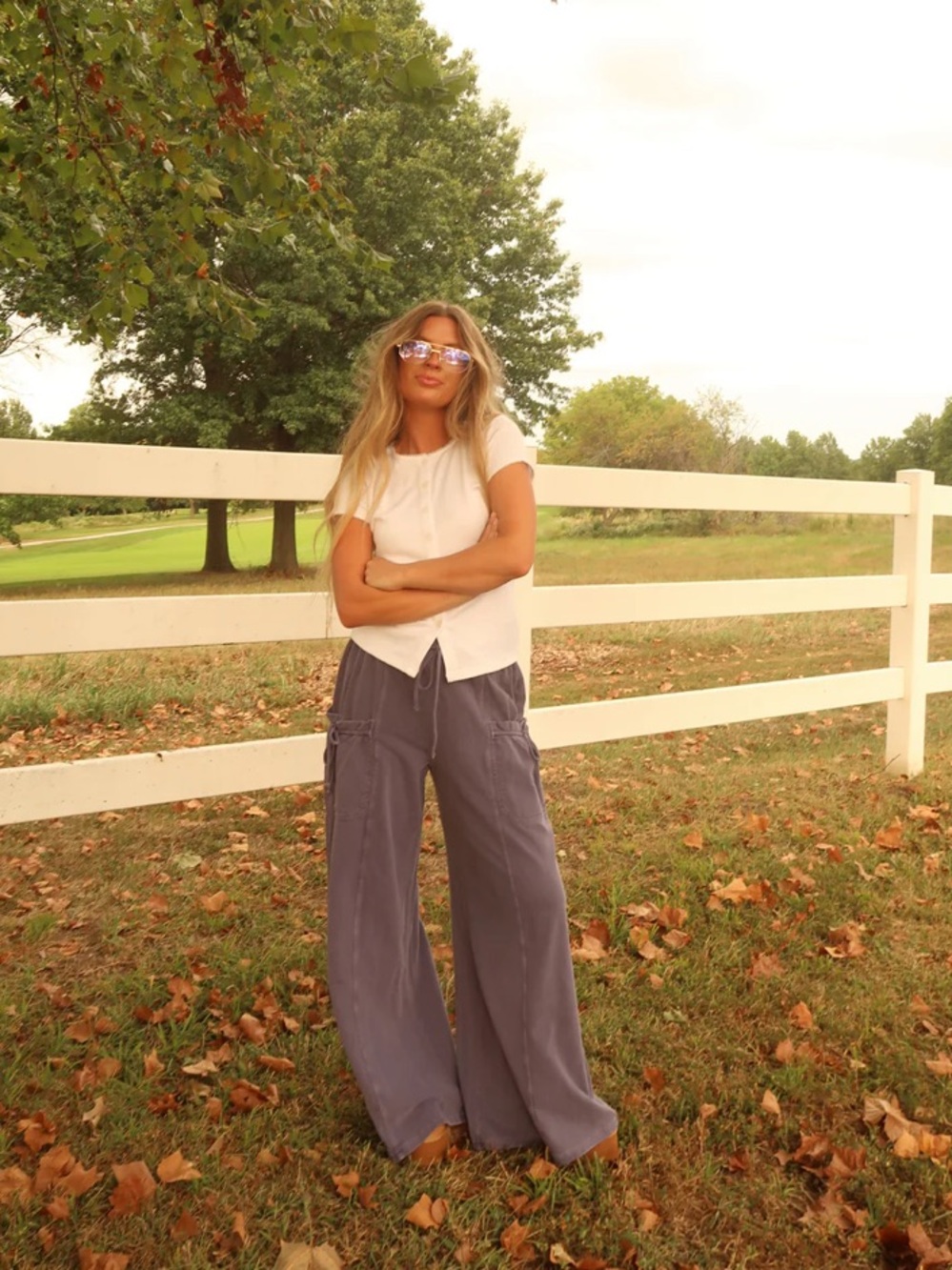 Wide Leg Blueberry Pie Pants - Blue